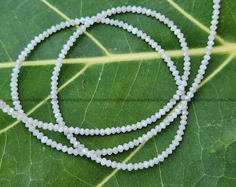 15.00 Ct Natural White Color Diamond Beads Necklace, 1.5-2.0 MM Round Sparkling Loose Diamonds, 16" Strand wt Drill Holes for Jewelry Making