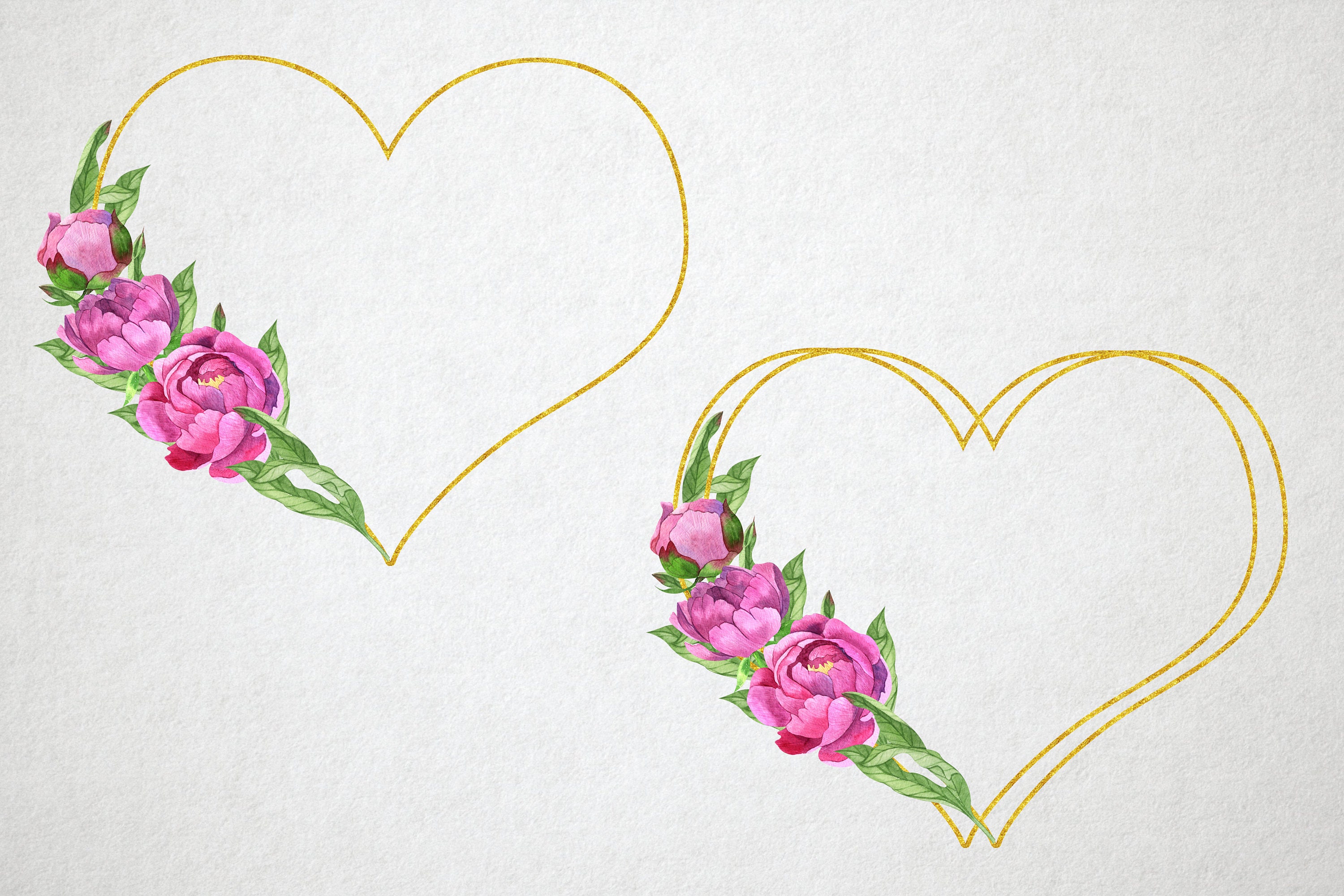 Valentine Blumen Herz ClipArt. Aquarell Herzen mit Blumen. | Etsy