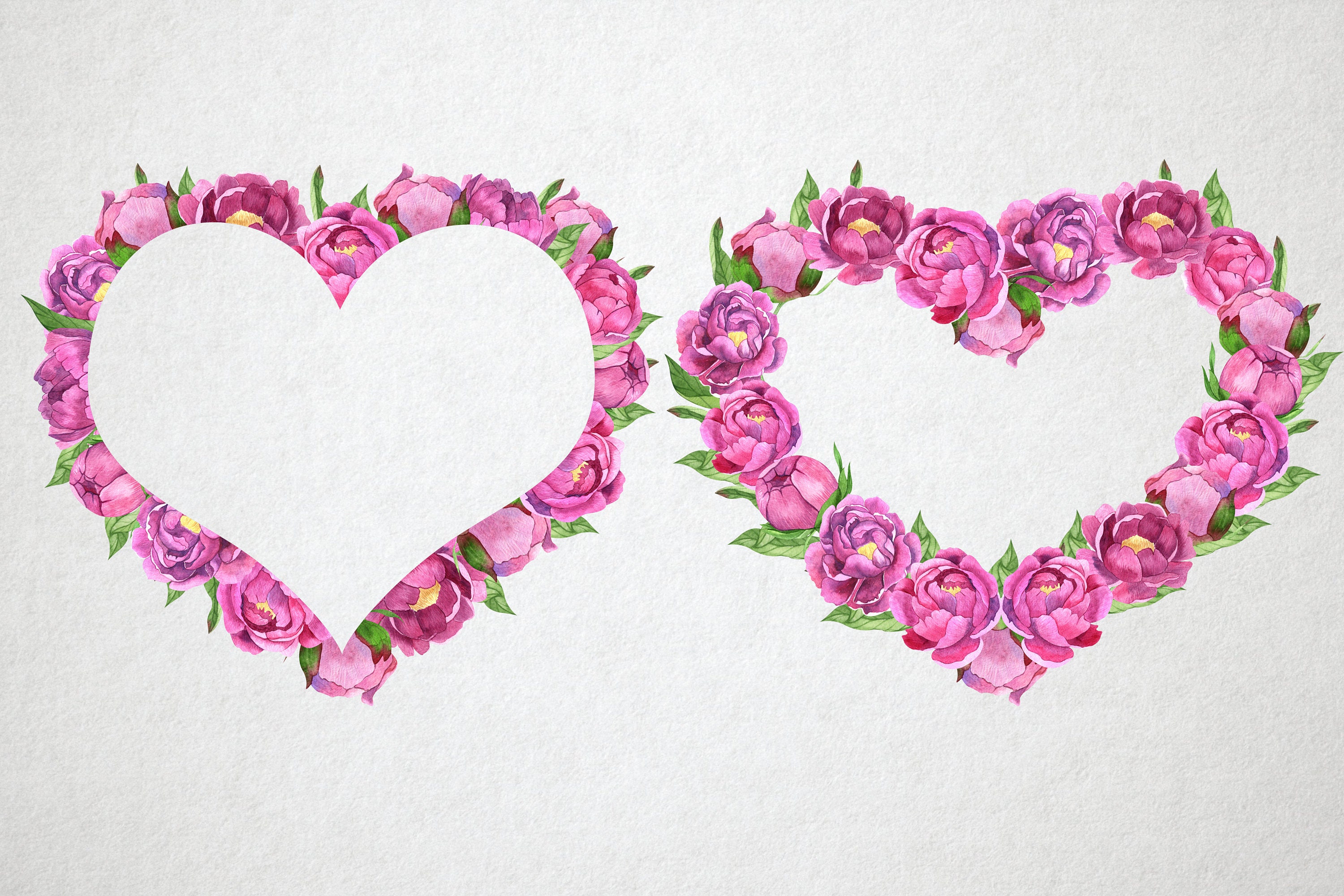 Valentine Blumen Herz ClipArt. Aquarell Herzen mit Blumen. Etsy