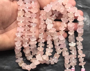 50 Pieces Morganite Rough Beads AAA Pink Morganite Raw Rough Drill Strand Natural Morganite Drill Rough Bead Wholesale Gemstone Jewelry Bead