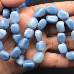 Blue Opal Nuggets Bead AAA Peru Opal Smooth Tumbled 16&quot;Strand Blue opal Polished Nuggets 10X14 MM Opal Tumbled Wholesale Gemstone Jewelry