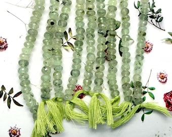 Natural Prehnite Rondelle Bead AAA Prehnite Faceted Rondelle13"Strand Green Prehnite Faceted Rondelle Bead Wholesale Gemstone Jewelry Making