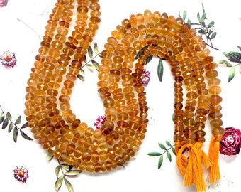 Faceted Citrine Rondelle Beads, Gemstone Jewelry Making, 13" Strand