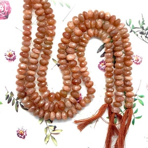 Natural Sunstone Rondelle Beads AAA Sunstone Faceted Rondelle 13&quot;Strand Sunstone Faceted Rondelle Beads Wholesale Gemstone Jewelry Making