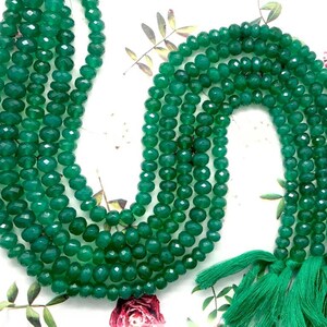 Natural Green Onyx Rondelle Bead AAA Green Onyx Faceted Rondelle13&quot;Strand Green Onyx Faceted Rondelle Bead Wholesale Gemstone Jewelry Making