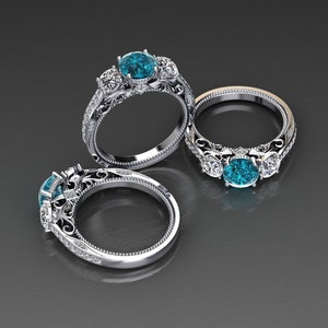 Platinum Blue Diamond Engagement Rings 1.00 Carat Blue Diamond - Etsy