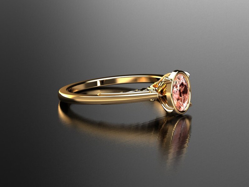 Oval Peach Sapphire Engagement Ring Peach Sapphire Solitaire Etsy