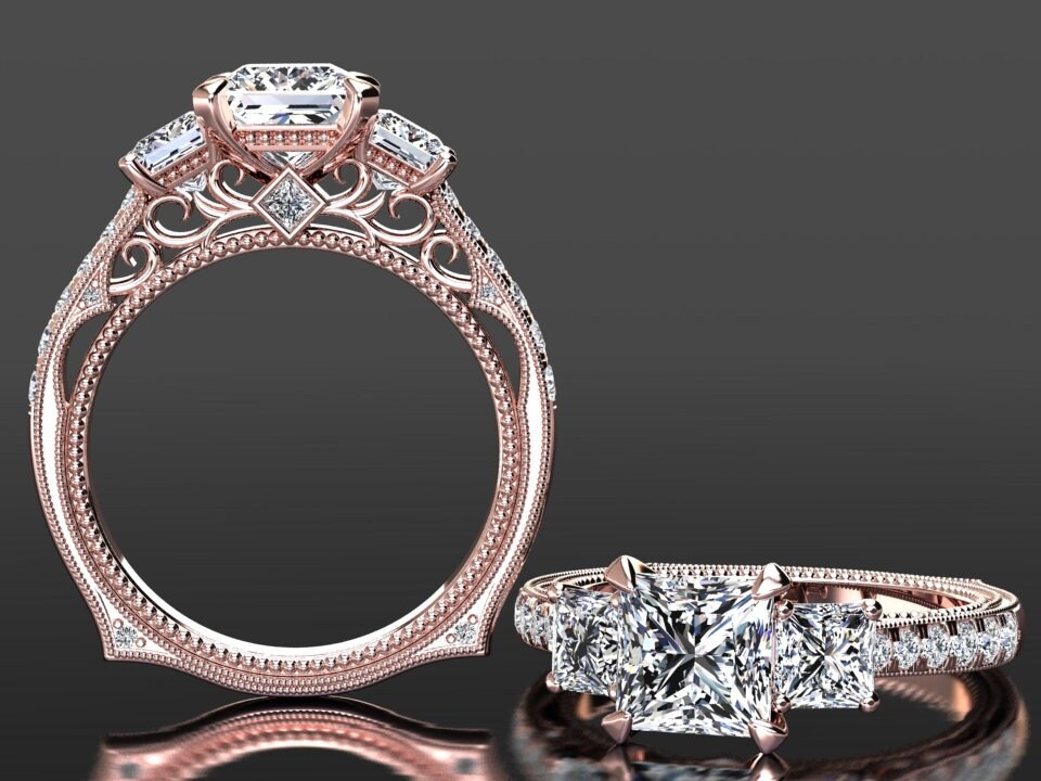 Princess Cut Moissanite Stone Engagement Ring Forever -