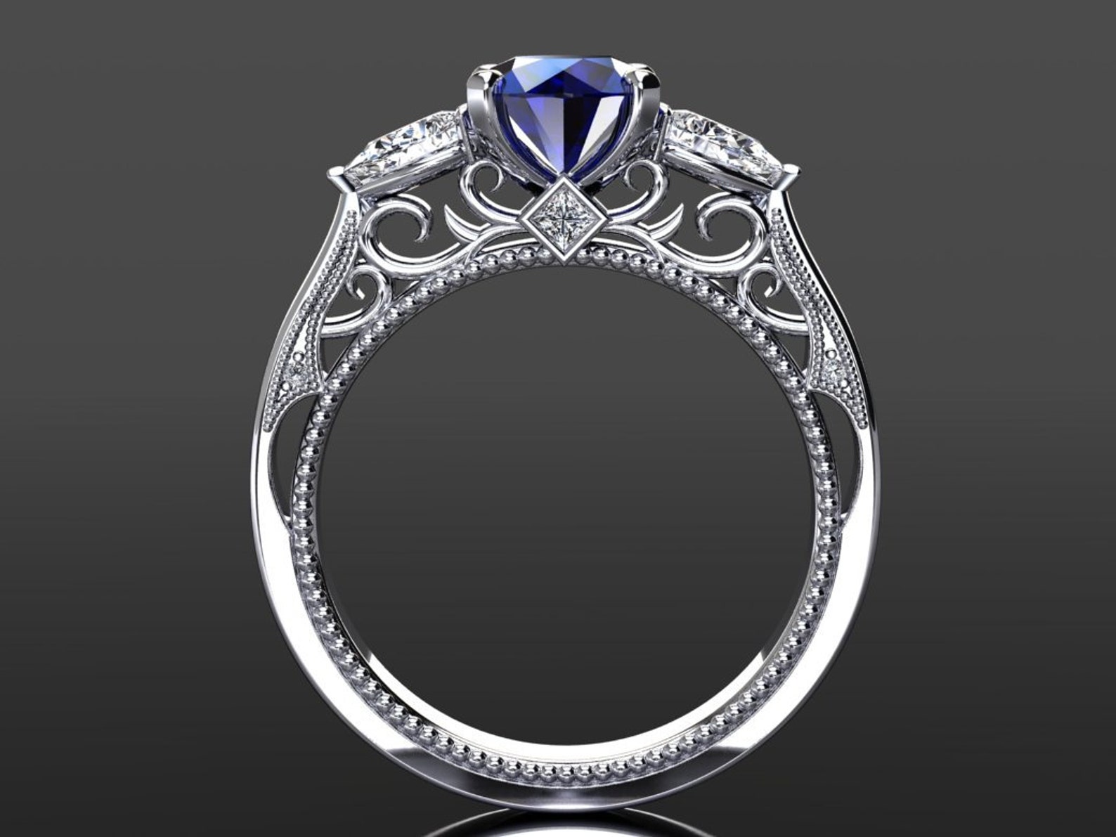 Platinum Blue Sapphire Engagement Ring Blue Sapphire and Etsy