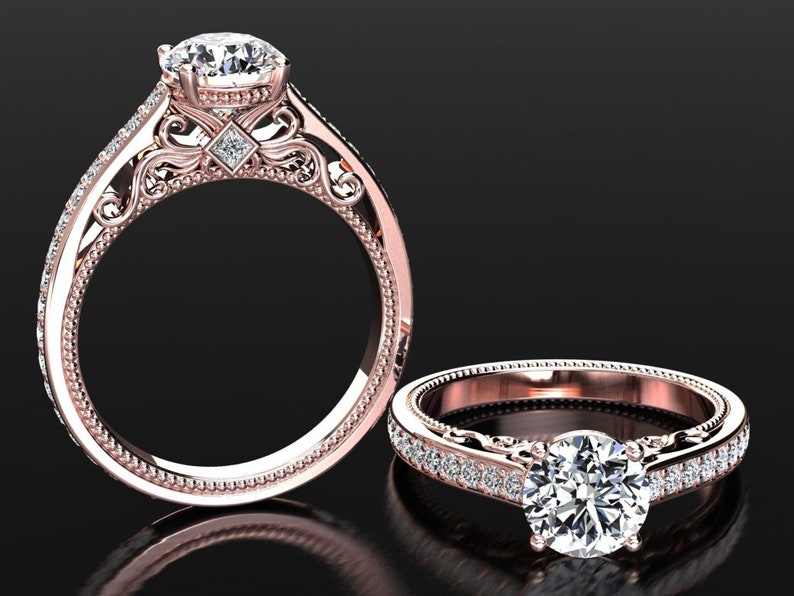 Moissanite Engagement Rings Charles and Colvard Forever One - Etsy