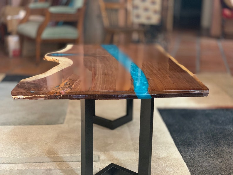 Epoxy Resin Live Edge Coffee Table Maple Wood Etsy