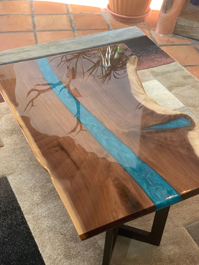 Epoxy Resin Live Edge Coffee Table Maple Wood | Etsy