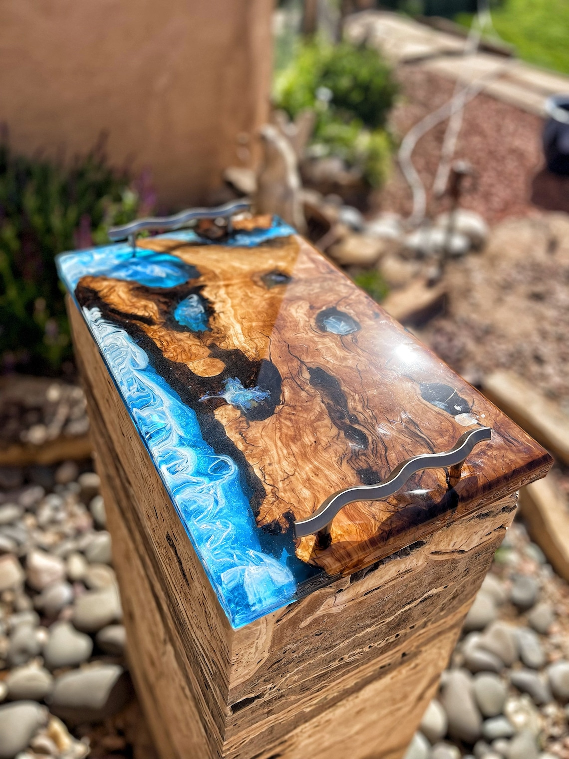 Stunning Epoxy Resin Live Edge Charcuterie Board Etsy