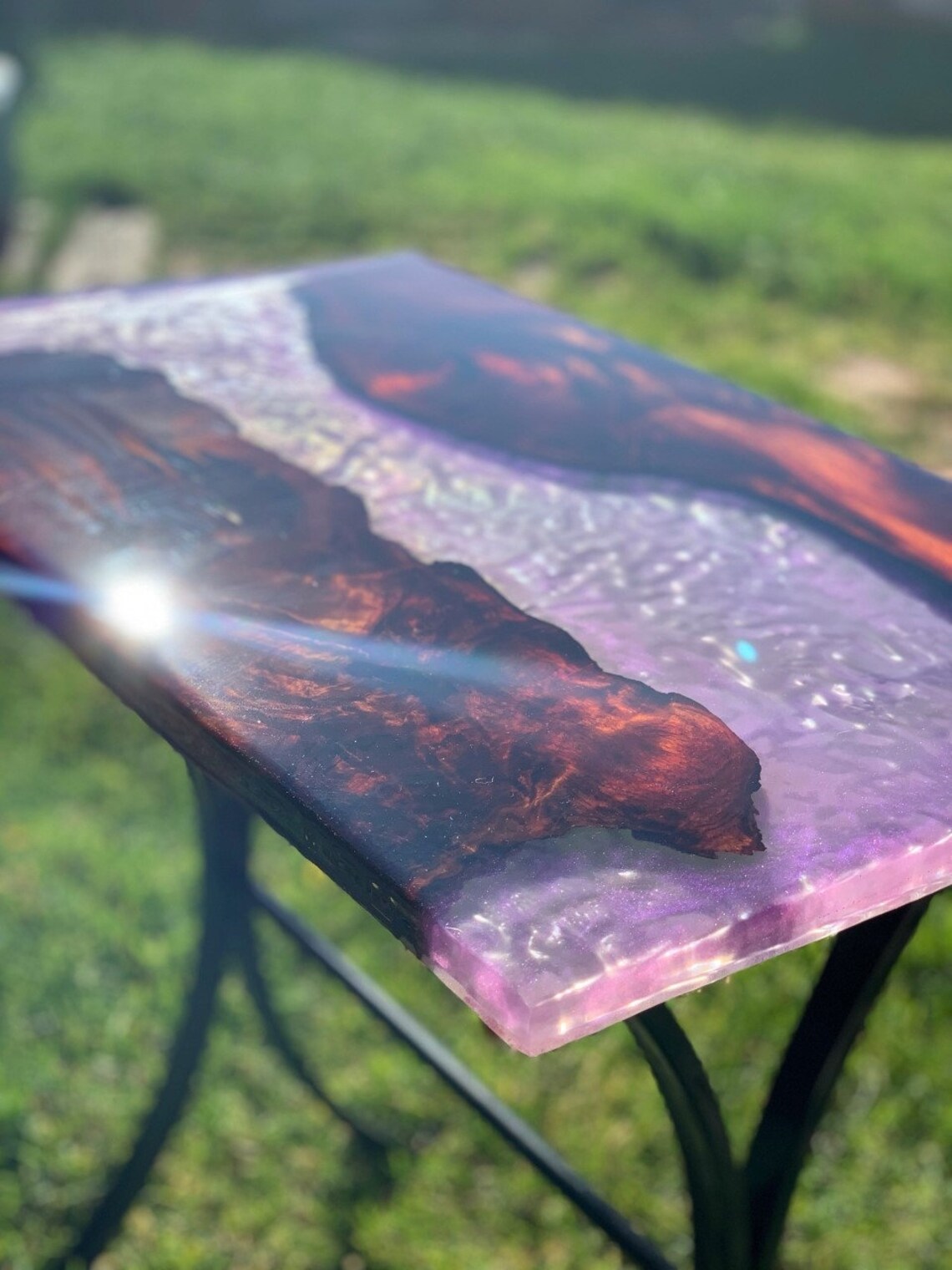 Epoxy Resin Live Edge End Table Etsy