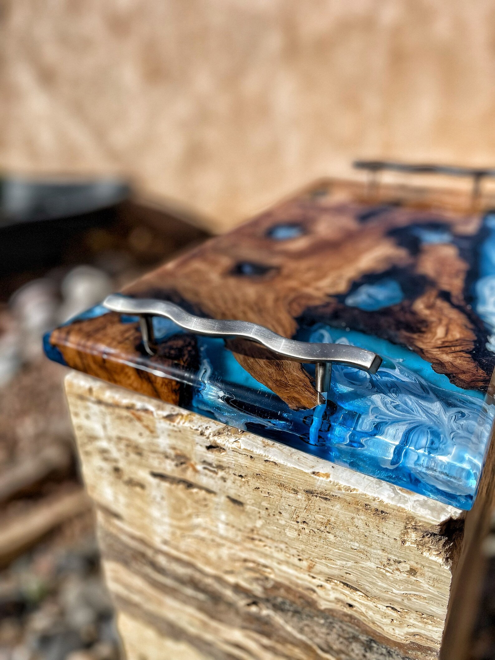 Stunning Epoxy Resin Live Edge Charcuterie Board Etsy