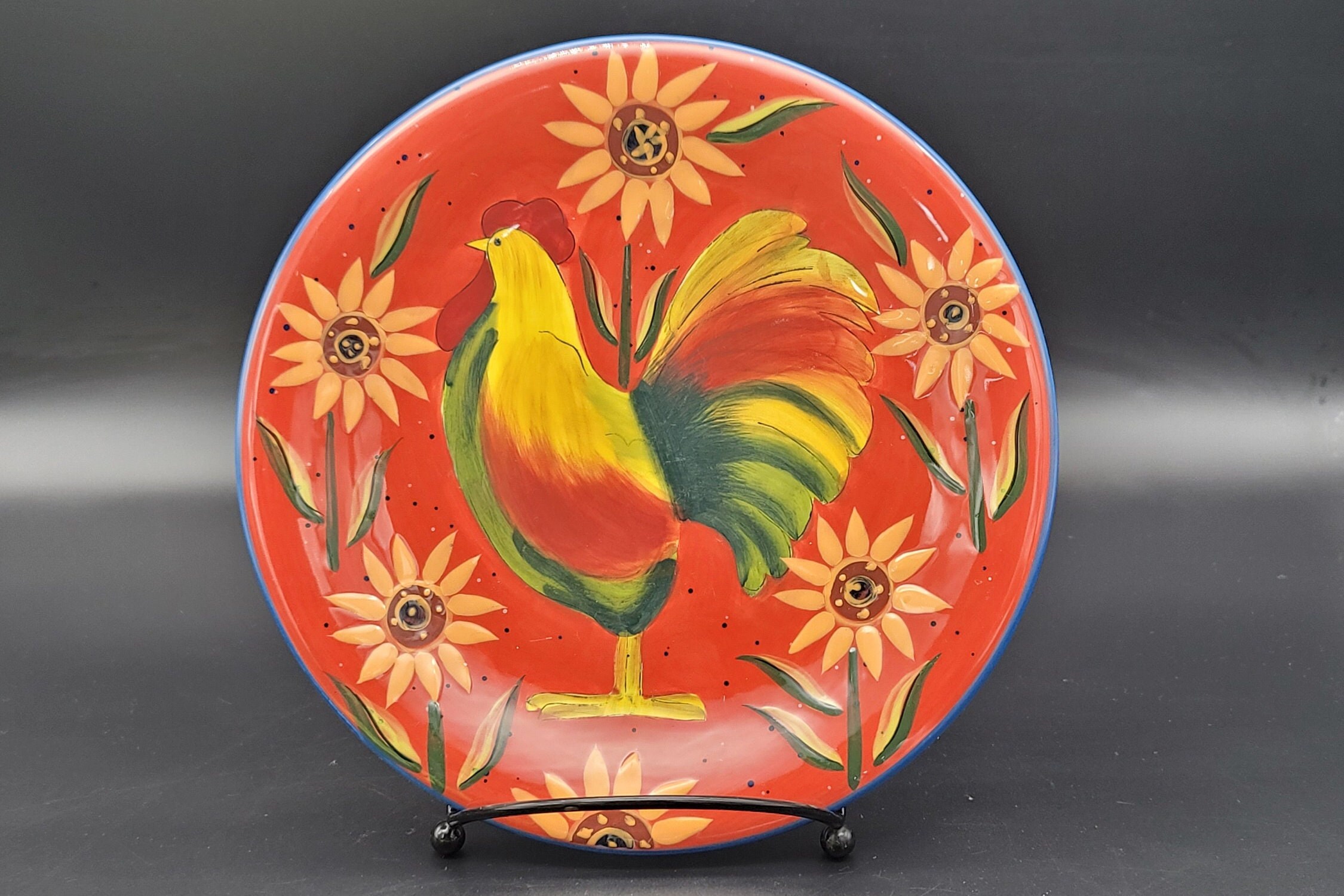 Salad/Dessert Plate Artimino Red Rooster Hand Painted Made in China 1990s