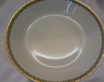 Vintage Haviland Limoges Coupe Soup Bowl: Albany Gold Greek Key, 7.5"
