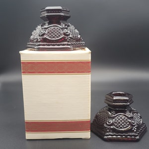 2 Candle Holders with Box Avon Cape Cod Ruby 1975-1993