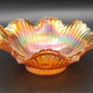 8 Inch Candy Dish Imperial Glass Smooth Rays Made Carnival Glass Made in USA Pre 2000