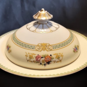Round Covered Butter Dish Noritake China Delrose Made in Japan Vintage 1931