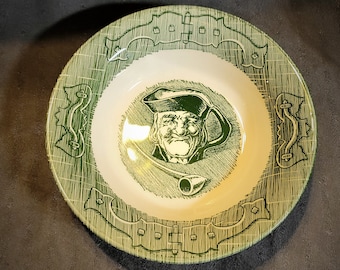 Berry Bowl The Old Curiosity Shop Green by Royal Vintage Transferware Made in USA 1950&#39;s