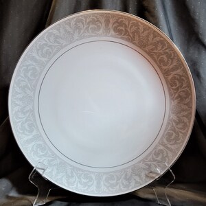 Vintage Imperial China Platter: Whitney 5671, Gray Scroll & Platinum Rim