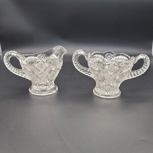 Open Sugar Bowl and Creamer Imperial Glass Fashion Clear USA