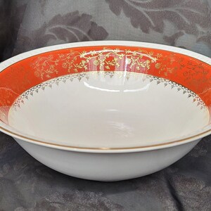 Serveerschaal Homer Laughlin Eierschaal Georgische Ambachtsman Formele Roest Rood Gemaakt in usa Vintage 1940&#39;s