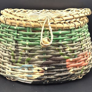 Vintage Wicker Painted Trout Creel