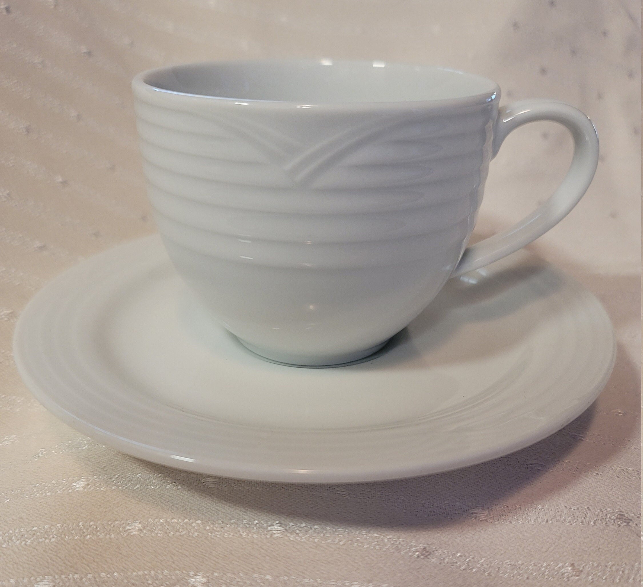 Noritake Arctic White Contemporary Fine China Flat Cup & Saucer - Etsy
