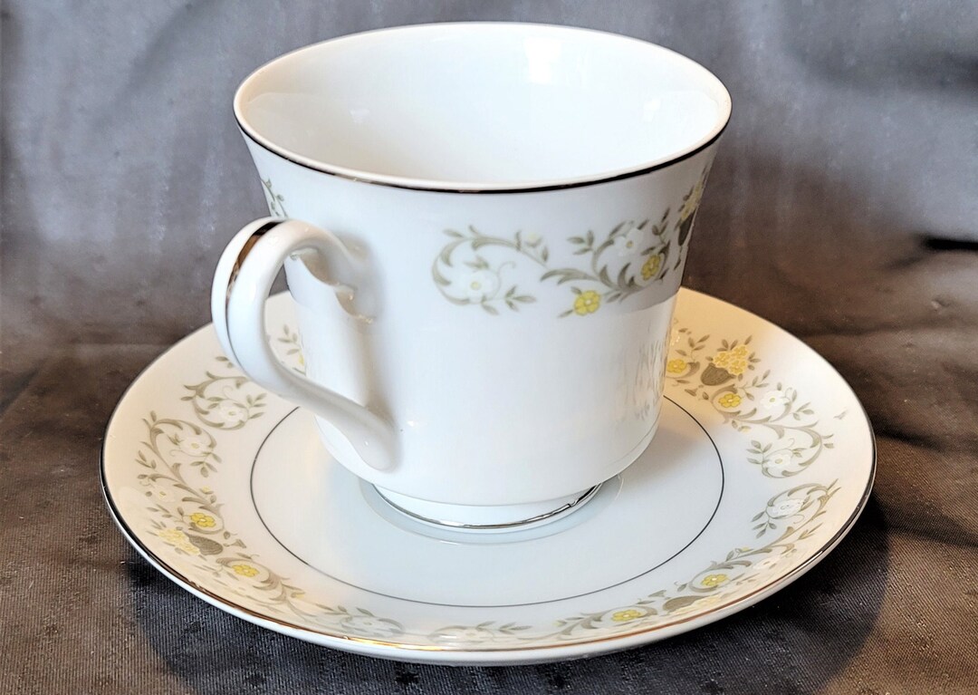 Cup & Saucer Set Sterling Fine China Florentine Made in China Vintage