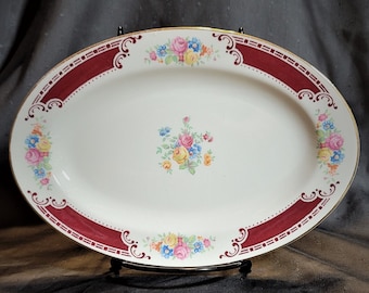 Vintage 9 Inch Oval Platter or Gravy Underplate Homer Laughlin Majestic Made in USA 1940&#39;s