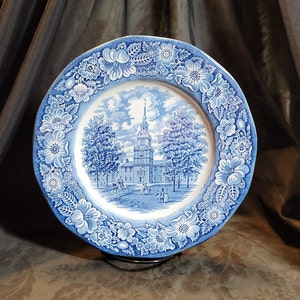 Dinner Plate Staffordshire Ironstone China Liberty Blue Made in England Vintage 1970&#39;s