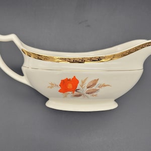 Gravy Boat Limoges American Triumph Vermillion Rose Gold Band Made in USA 1950