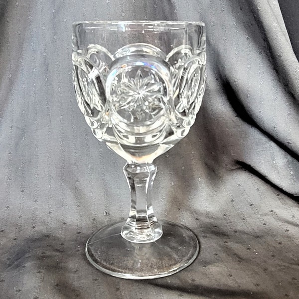 Vintage Fenton Art Glass Water Goblet: Red Cliff Knobby Bulls Eye