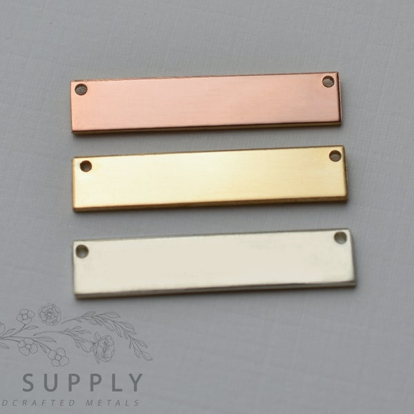 Bar Blank, 1 x .25 inches, 25.4mm x 6.4mm, stamping blank, metal blank, sterling silver, gold filled, rose gold filled, 20 gauge, with holes