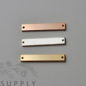 Small Bracelet Bar Blank, 25mm x 4.5mm, stamping blank, metal blank, sterling silver, gold filled, rose gold filled, 20 gauge, with holes