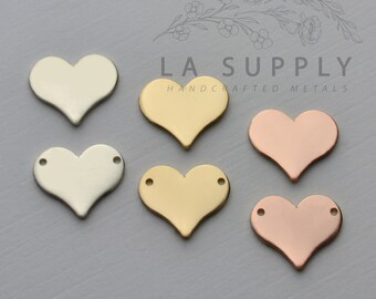 Heart 13mm x 10.5mm, Stamping Blank, Sterling Silver, Gold Filled, 20 gauge, Jewelry Making