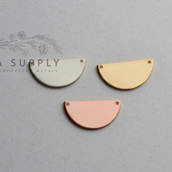 19mm Half Circle Blank, round disc, disc blank, round stamping blank, metal blank, sterling silver, gold filled, rose gold filled, 20 gauge