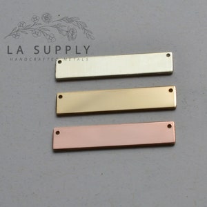 Bar Blank, 1.25 x .25 inches, 31.8mm x 6.4mm, stamping blank, sterling silver, gold filled, rose gold filled, 20 gauge, with holes