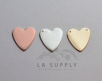Heart Blank 20 X 20mm - Silver, Gold or Rose - Pendant - Jewelry Making - 20 Gauge