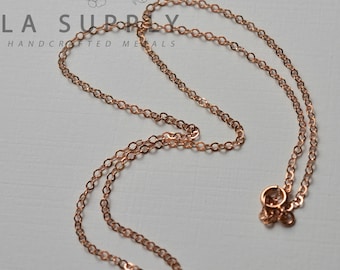 Rose Gold filled chain, 14k rose gold filled, finished chain, dainty gold chain, sterling silver chain, rose gold chain, flat cable chain