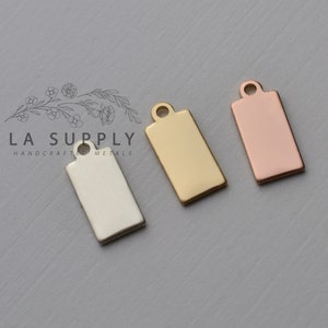 Rectangle Blank, 13.5 mm x 6 mm, Rechteck Stanzrohling, Metallrohling, Sterling Silber, Gold filled, Roségold filled, 20 gauge