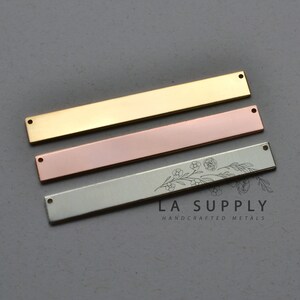 Bar Blank, 2 x .25 inches, 50.8mm x 6.4mm, stamping blank, metal blank, sterling silver, gold filled, rose gold filled, 20 gauge, with holes