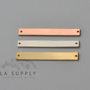 Long Bracelet Bar Blank, 36mm x 4.5mm, stamping blank, metal blank, sterling silver, gold filled, rose gold filled, 20 gauge, with holes