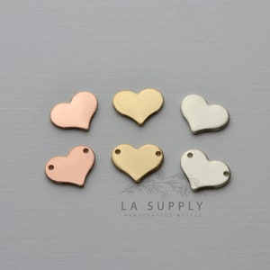 Heart Blank, 10 mm x 8 mm, Herz Stanzrohling, Metallrohling, Sterling Silber, Gold filled, Roségold filled, 0,8 mm, gelocht