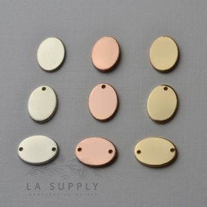 Oval Blank, 11 mm x 8 mm oval, ovaler Stanzrohling, Metallrohling, Sterling Silber, Gold filled, Roségold filled, 20 Gauge, mit Löchern