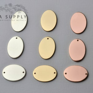 Ovaler Rohling, Groß, 18 mm x 13 mm oval, ovaler Stanzrohling, Metallrohling, Sterling Silber, Gold filled, Roségold filled, 20 Gauge, mit Löchern
