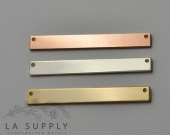 Skinny Bar Blank, 36mm x 4.5mm, stamping blank, metal blank, sterling silver, gold filled, rose gold filled, 20 gauge, with holes