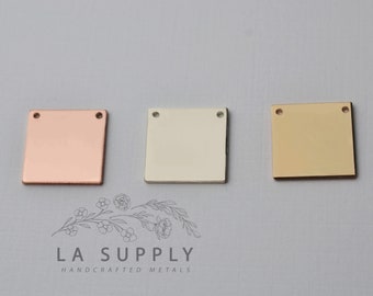 Square Blank, 13 x 13mm, stamping blank, metal blank, sterling silver, gold filled, rose gold filled, 20 gauge, with holes